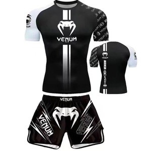 Ensemble d'entraînement Sanda UFC pour hommes, haut de compression à séchage rapide, T-shirt à manches courtes <span class=keywords><strong>Muay</strong></span> Thai/MMA, short, équipement de combat pour la salle de sport - Product Image 2