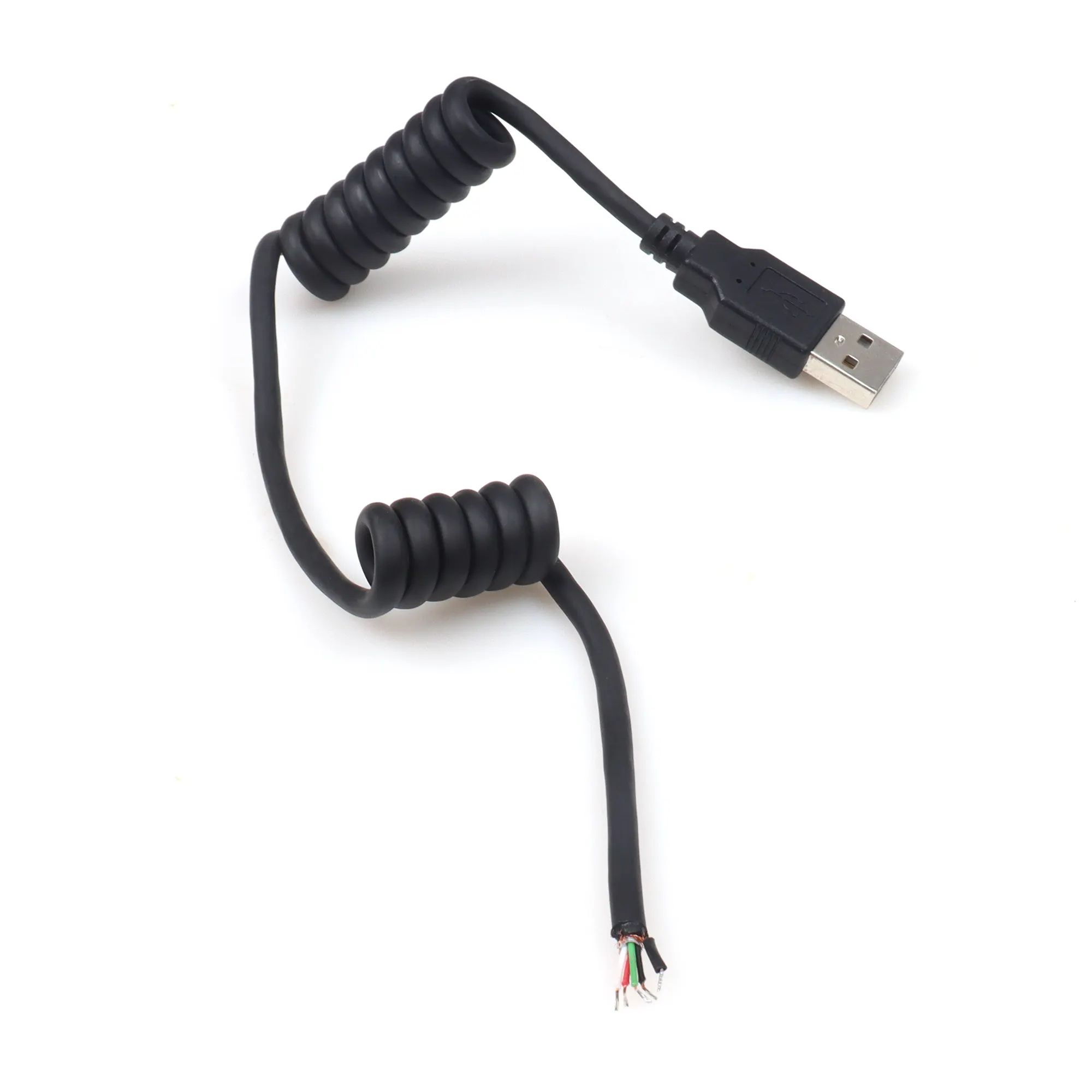 Kabel isi daya Data USB pegas gulungan fleksibel pengisi daya Cepat kabel koil Spiral Usb 2.0 AM ke kabel koil Usb mikro