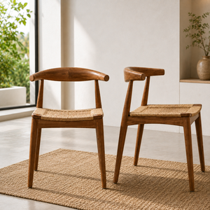 Chaise de salle à manger ergonomique Barry avec assise en teck tressé - Design moderne pour une utilisation en extérieur dans les hôtels, les parcs et les appartements - Product Image 4
