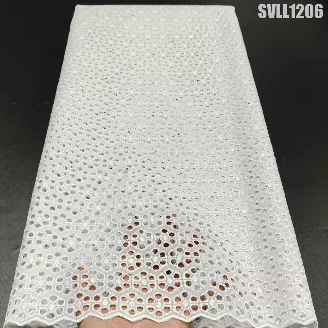 épine lace cotton panier white Wholesale High Quality White Cotton Lace Fabric with Holes