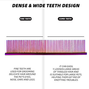 Hot Sale Durable Stainless Steel <b>Pet</b> Grooming Comb Hair Removal <b>Brush</b> For Dogs Cats Knots Loose Hair - Product Image 3