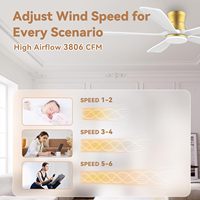Ventilateur de plafond LED intelligent avec application WiFi Alexa, lames en bois massif, économie d'énergie, silencieux, télécommande