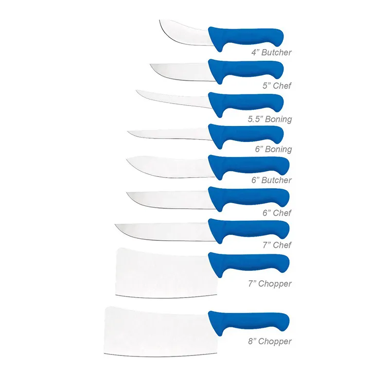 Conjunto de facas de açougueiro, 9 peças, picador de açougueiro, faca de esculpir 3cr13, aço inoxidável, pp, cabo, conjuntos de facas de cozinha