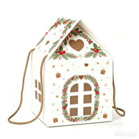 Boîte cadeau créative en papier personnalisée pour bonbons, biscuits et chocolats de Noël, avec couvercle en forme de toit