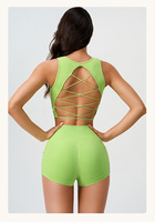 Hot verkopende 2024 nieuwe dames compressie geribbelde zachte naadloze scrunch yogashorts en bh-set