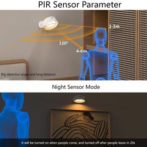 Lampe murale sans fil rechargeable à LED, à intensité variable, rotation à 360°, lumière murale intérieure avec télécommande, 3CCT, détecteur de mouvement, veilleuse - Product Image 4