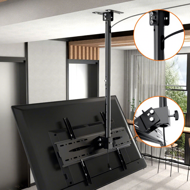 Zeno Roof Flip Down Tv Ceiling Mount Height Adjustable 32-80 Inch Cold Rolled Steel Monitor Tv Stand Bracket T6905L