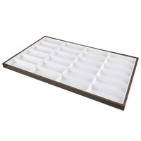 Présentoir en bois à 24 fentes pour lunettes de soleil, intérieur blanc, support pour lunettes, organisateur de lunettes, étui de rangement pour comptoir de magasin de détail