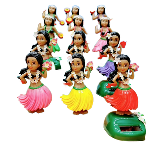 Figura Solar de Bailarina Hula Hawaiana con Falda de Paja, Adorno Tropical para Mesa, Regalo, Venta al por Mayor, Personalizado, OEM, ODM, MOQ Bajo - Product Image 1