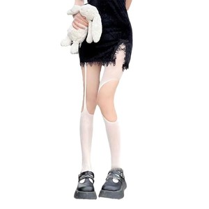 Asymmetrical Ripped Suspender Fishnet Stockings 0D Ultra Thin Transparent Nylon Women's Pantyhose Solid Color Youth Style - Product Image 4