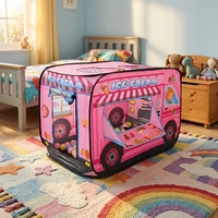 Nouvelle tente de jeu d'extérieur pliable pour enfants en forme de bus scolaire, avec porte enroulable, fermeture Velcro et support en barres d'acier, idéale pour l'été – Vente chaude