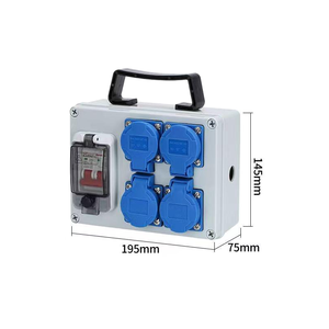 4-Outlet IP65 Weatherproof Junction Box 195x145x75mm with 4x 10A Sockets and 1x 63A 2P Circuit Breaker - Product Image 2