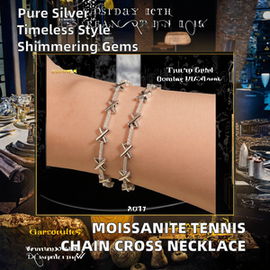 Collier tennis Moissanite Iced Out avec croix en argent sterling 925, certifié GRA, passe le test du diamant, unisexe - Product Image 2