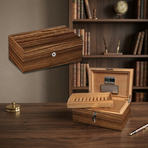 Humidor de Almacenamiento Premium Sikarlan 1097 de Diseño Europeo Ecológico, 150CT, 20MM de Grosor, Madera de Cedro Sólido Zebra - Product Image 3