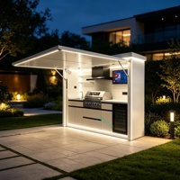 Kit de cuisine extérieure moderne en acier inoxydable modulaire et détachable, avec armoire de rangement pour barbecue, combinaison flexible pour jardin