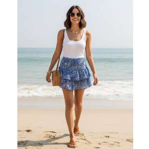 Mini-jupe décontractée pour femme, été, tissu doux, léger et respirant, jupe courte élégante pour les vacances à la plage et les tenues quotidiennes - Product Image 3