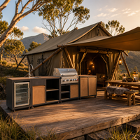 Système de cuisine BBQ modulaire en aluminium de haute qualité, adapté aux hôtels, complexes hôteliers, patios et rassemblements en plein air