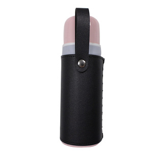 Fundas de cuero personalizadas para botellas de agua aisladas, fundas térmicas para botellas y fundas para vasos de bebidas cosidas a mano. - Product Image 3