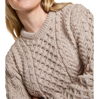 Pull en laine d'agneau tricoté personnalisé unisexe, style Aran irlandais, épais et chaud, pour femme, vente en gros
