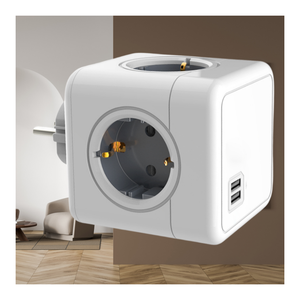อะแดปเตอร์แปลงไฟแบบพกพา DE European Type E02a รุ่น Power Cube พร้อมเต้ารับ EU 4 ช่อง และพอร์ต USB 2 ช่อง - Product Image 3