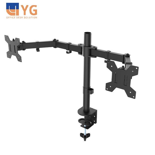 Ergonomic Dual Monitor Desk Mount Aluminum Alloy with Height Adjustment & Multi-Angle Rotation Feature