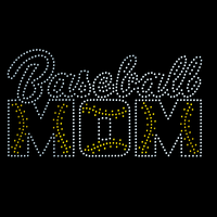 Transfer Rhinestone Custom Baseball Mom, Transfer Rhinestone Hot-fix, Motif Rhinestone untuk Kaos