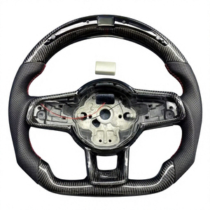 Volante de Cuero Gamuzado con Base Plana y Detalles de Fibra de Carbono para V/W <span class=keywords><strong>Golf</strong></span> <span class=keywords><strong>7</strong></span> GTI MK7 2015-2021 GTD Performance - Product Image 3