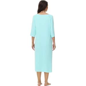 Chemise de nuit en viscose de bambou pour femme, manches 3/4, longueur intégrale, tricot doux, tailles S à XXL, vente en gros - Product Image 2