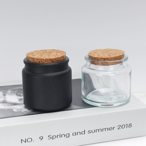 Bouteille et pot à crème en verre rond, vide, rechargeable, transparent, ambré, vert, noir mat, givré, avec couvercle personnalisable, vente en gros, prix usine - Product Image 3