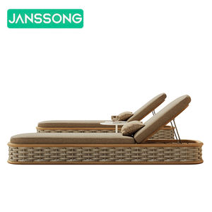 Meubles de patio Chaise longue en teck Lit lounge en rotin Mobilier d'extérieur Lit de bronzage en bois Meubles au bord de la piscine Chaises longues d'extérieur Lit de repos - Product Image 5
