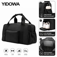 Sac de sport avec compartiment à chaussures, pochette amovible pour articles mouillés et secs, poche latérale pour bouteille d'eau, sac de sport pour la gym, les voyages, la natation, les sports pour hommes