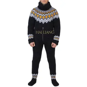 Sweater Pria Mohair Kustom Sweater Fuzzy Pria Bodysuit Hoodie Jumpsuit Pria Grosir Ukuran Besar Pakaian Pria Set Crochet