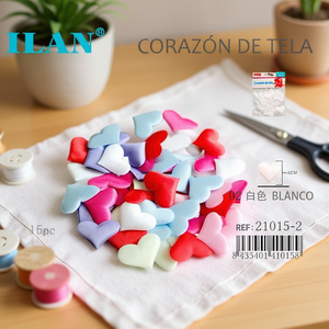Cuori in Tessuto Ilan 3cm 15pz Bianchi Decorativi per Artigianato - Product Image 3