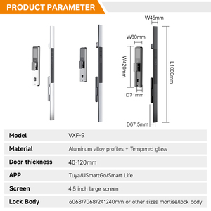 UIELOCK VXF-9 Large Handle Keyless Entry Home Security <b>Smart</b> Lock Tuya 3D Face Recognition Palm Vein Full-Automatic VXF-9 VXF-9 - Product Image 3
