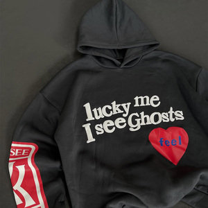 เสื้อฮู้ดสตรีทแวร์ปักคริสตัล ผ้าฝ้าย 100% เนื้อหนา พิมพ์ลาย 3 มิติเต็มหน้า มีกระเป๋า ทรงโอเวอร์ไซส์ สไตล์ฤดูใบไม้ร่วง - Product Image 3