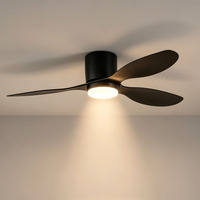 Ventilateur de plafond 2-en-1 moderne et simple avec corps en fer, 3 pales et éclairage LED pour chambre à coucher
