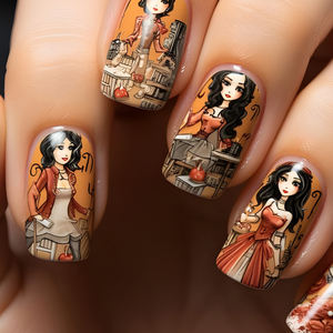 Produits de beauté de luxe Fournitures pour ongles Appuyez sur les ongles <span class=keywords><strong>Manga</strong></span> Cartoon Long Hair Doll Nail Wholesale Press on Tips 24Pcs Réutilisable - Product Image 1