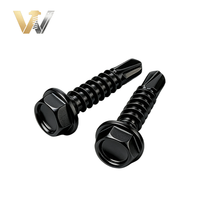 Vis autoperceuses en acier inoxydable 410 Wanlida avec tête hexagonale et rondelle, plaquées zinc noir, pour tôles métalliques