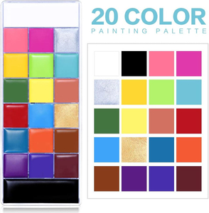 Palette de <span class=keywords><strong>peinture</strong></span> à l'huile pour le <span class=keywords><strong>visage</strong></span> et le corps, 20 couleurs, grande palette noire et blanche, tatouage, Halloween, SFX, fête, artiste, scène, <span class=keywords><strong>maquillage</strong></span>, kit de <span class=keywords><strong>peinture</strong></span>, 168g - Product Image 5