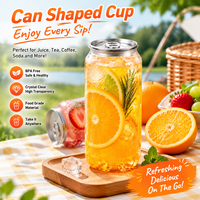 Boîtes de bière en plastique PET transparent de qualité alimentaire avec logo personnalisé, 250 ml à 900 ml, avec couvercles en aluminium à anneau de traction pour l'emballage de boissons, de thé et de jus.