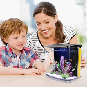 1.2 gallon Betta Aquarium <span class=keywords><strong>Starter</strong></span> Bộ dụng cụ vuông Fish Tank với LED ánh sáng và Bộ lọc bơm Mini Fish Tanks và hồ cá - Product Image 4