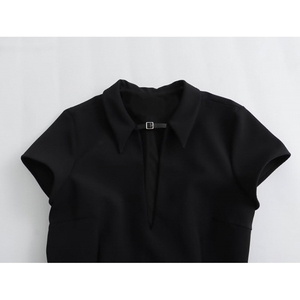 Vestido de Traje de Manga Corta Casual de Moda para Mujer, Novedad de Primavera, Gris, Ajustado, con Logotipo Personalizable y Cintura que Realza la Figura - Product Image 3