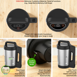 Robot culinaire multifonction 6-en-1 de 1,5 L <span class=keywords><strong>pour</strong></span> soupes épaisses, avec panneau LED, en acier inoxydable, électrique et portable <span class=keywords><strong>pour</strong></span> <span class=keywords><strong>la</strong></span> maison - Product Image 5