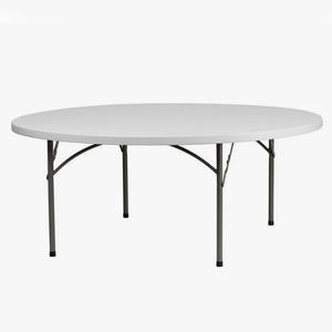 Mesa plegable redonda de 5 pies para Banquete de comedor de plástico de polietileno de alta densidad de 60 pulgadas blanco de 8-10 asientos para exteriores - Product Image 3
