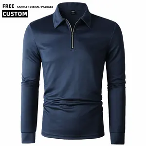 드롭 숄더 골프 스트리트웨어 스판덱스 폴로 칼라 운동복 1/4 쿼터 지퍼 풀오버 셔츠 남성용