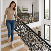Rampe d'escalier intérieure contemporaine en fer et aluminium, résistante au vent, antirouille, anticorrosion, sûre, sur mesure pour villa, maison, balcon, barrière