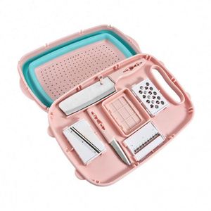 Bbq Prep Tub Plastic Foldable Collapsible Chopping Cutting Board Set with Water Drain Storage Basket Knife Set - Product Image 6