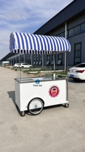 New 220V ngoài trời tổ chức sự kiện Ice Cream đứng với tán cà phê di động giỏ hàng nước trái cây bán hàng tự động trạm thực phẩm chiên giỏ hàng với tủ đông - Product Image 3