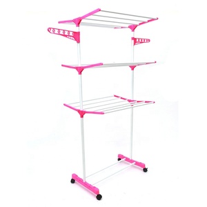 Séchoir à <span class=keywords><strong>linge</strong></span>, étendoir à vêtements, pliable à 4 niveaux, sur roulettes, séchoir à <span class=keywords><strong>linge</strong></span> en acier inoxydable avec roulettes - Product Image 1