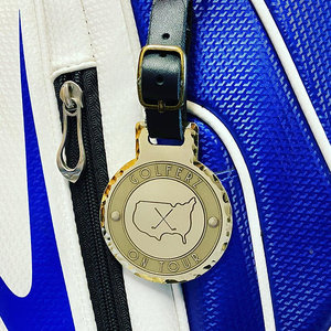 Biểu Tượng Tùy Chỉnh Kim Loại Brass Golf Túi Thẻ Thể Thao Phong Cách Mềm Mại Và Cứng Men Kim Loại Hành Lý <span class=keywords><strong>Tag</strong></span> Với Vành Đai Da - Product Image 4